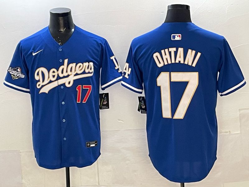 Men 2025 Nike Los Angeles Dodgers #17 Ohtani Blue gold Game MLB Jersey 06